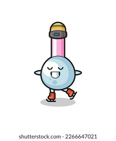 cotton bud cartoon as an ice skating player doing perform , cute style design for t shirt, sticker, logo element