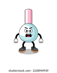 cotton bud cartoon illustration with angry expression , character design