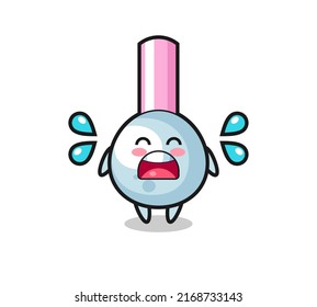 cotton bud cartoon illustration with crying gesture , cute style design for t shirt, sticker, logo element