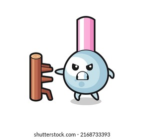 cotton bud cartoon illustration as a karate fighter , cute style design for t shirt, sticker, logo element