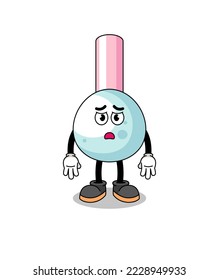 cotton bud cartoon illustration with sad face , character design