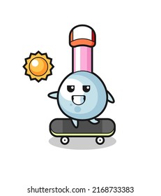 cotton bud character illustration ride a skateboard , cute style design for t shirt, sticker, logo element