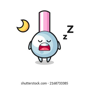 cotton bud character illustration sleeping at night , cute style design for t shirt, sticker, logo element