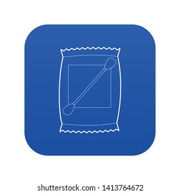Cotton bud icon blue vector isolated on white background