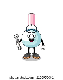 cotton bud illustration cartoon as a mechanic , character design
