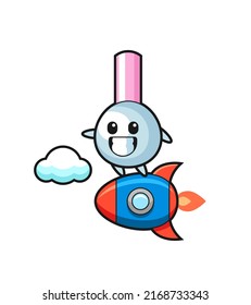 cotton bud mascot character riding a rocket , cute style design for t shirt, sticker, logo element