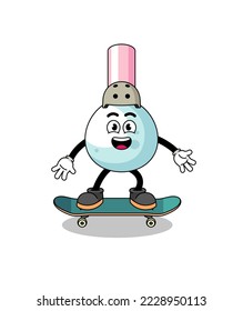 cotton bud mascot playing a skateboard , character design