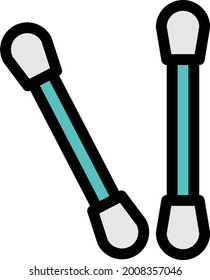 cotton bud with white background. cotton bud is a symbol of professtion .colour line icon.