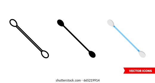 Cotton buds icon of 3 types: color, black and white, outline. Isolated vector sign symbol.