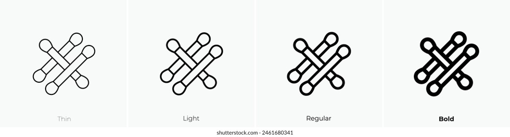 icono de bastoncillos. Diseño de estilo fino, ligero, regular y audaz aislado sobre fondo blanco