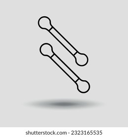 Cotton buds icon. Thin line. Vector on gray background