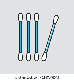 Ilustración vectorial de línea de brotes de algodón. Bismes de plástico azul. Ilustración del vector