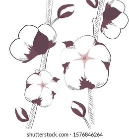Cotton buds. Vector image. Illustration of large cotton. 