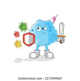 the cotton candy against viruses cartoon. cartoon mascot vector