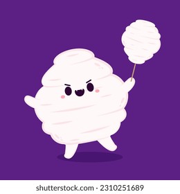 Cotton candy cartoon vector. Cotton candy in Halloween day. Cotton candy monster.