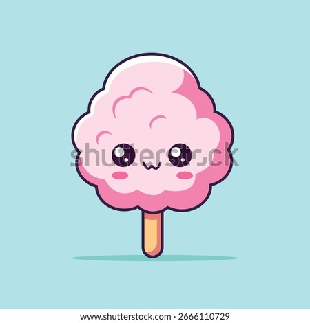 Cotton Candy Cartoon Vector Icon Illustration. Food Object Icon Concept Isolated Premium Vector. Flat Cartoon Style