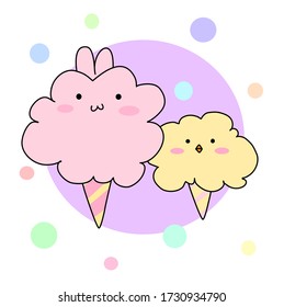 Cotton candy chick and bunny