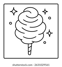Cotton Candy Coloring Page – Bold and Easy Sweet Treat Line Art for Kids