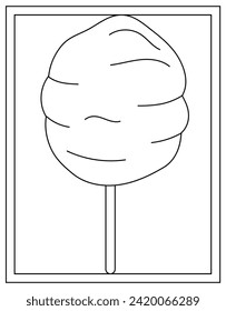 Cotton candy coloring page designed in hand drawn vector 