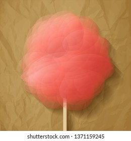Cotton candy Coral color on a crumpled paper brown background