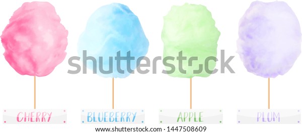 Cotton Candy Different Flavors Vector Set Stock Vector (Royalty Free ...