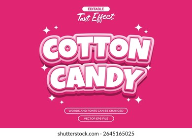 Cotton candy editable text effect with 3d pink text 