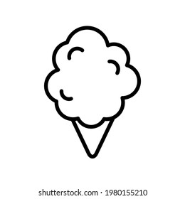 Cotton candy emoji vector character. Anime style cartoon sweet food. Funny kawaii face isolated clipart drawing. Carnival party cloud snack. Cute illustration.