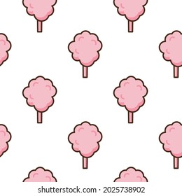 Cotton Süßigkeiten Emoji Vektorgrafik. Karikaturen im Stilstil, süße Speisen. Funny kawaii Gesicht isolierte Clip Art Zeichnung. Karneval Party Cloud Snack. Kleine Illustration.