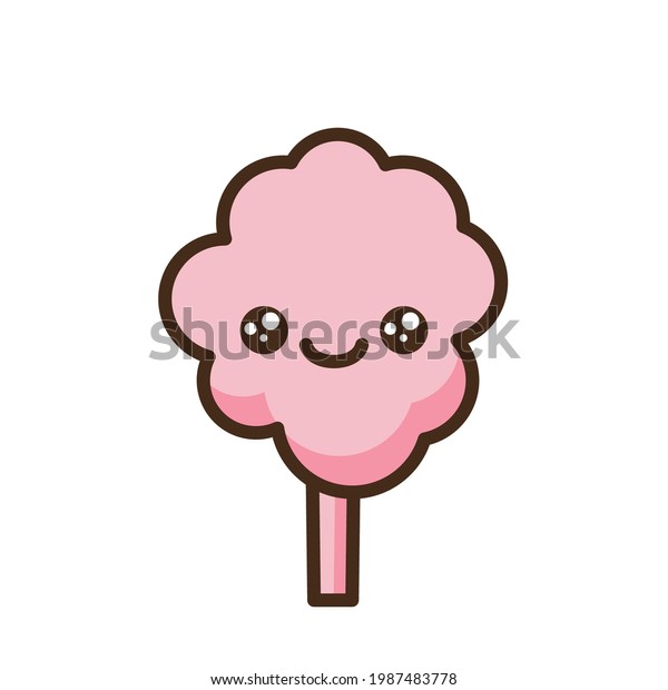 Cotton Candy Emoji Vector Character Anime เวกเตอร์สต็อก (ปลอดค่าลิขสิทธิ์) 1987483778