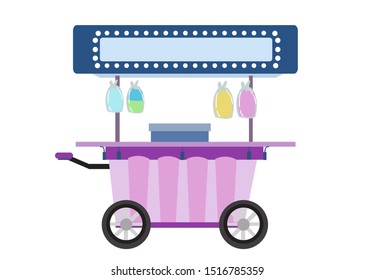 Cotton Candy or Fairy Floss maker Travelling cart used in Carnivals and Festival spots. Editable Clip Art.