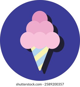 cotton candy flat design. simple vector design of pink cotton candy with cones.