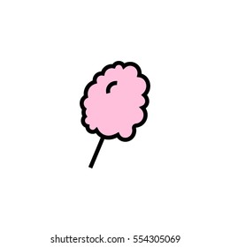 Cotton candy flat line icon, pink cotton candy