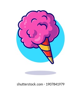 Cotton Candy Floss Cartoon Vector Icon Illustration. Food Object Icon Concept Isolated Premium Vector. Flat Cartoon Style