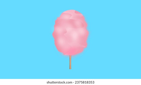 Cotton Candy Floss Sugar, flat vector illustration