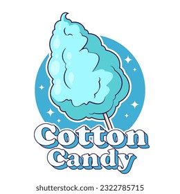 cotton candy food logo product cartoon style sweet snack vector illustration template design