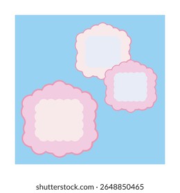 Conjunto de moldura de algodão doce com nuvem de pastel e bordas fofas