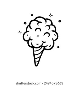 cotton candy fun line art style sketch classic vintage design illustration