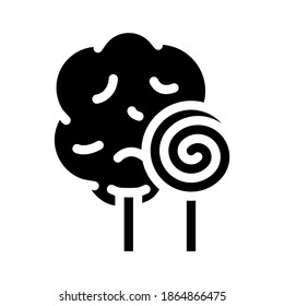 Baumwollkerzenglyph-Symbol, Vektorgrafik. Zuckerbonbons. isoliertes Kontursymbol