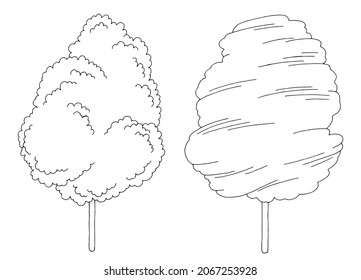 Cotton candy graphic black white isolated sketch illustration vector