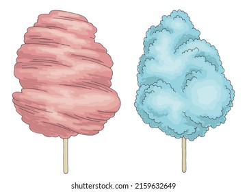 Cotton-Süßigkeiten-Grafik, einzelne Skizze, Vektorgrafik