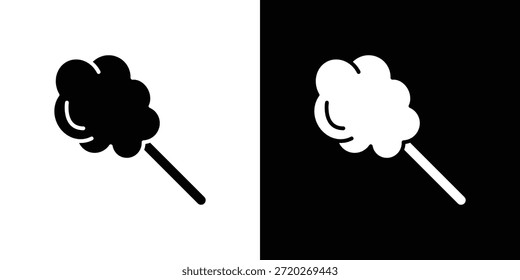 Icono del caramelo del algodón. Icono de diseño plano simple en blanco y negro