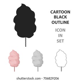 Cotton candy icon in cartoon style isolated on white background. Films and cinema symbol stock vector illustration.