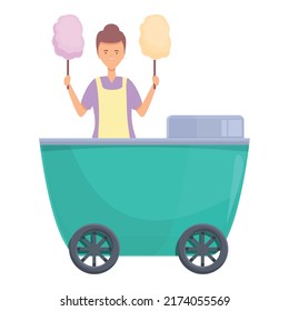 Cotton candy icon cartoon vector. Shop stand. Street truck