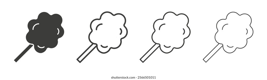 Cotton Candy icon flat and linear vector illustration on white background.