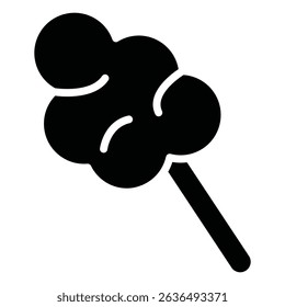 Cotton candy icon Flat outline fill black and white