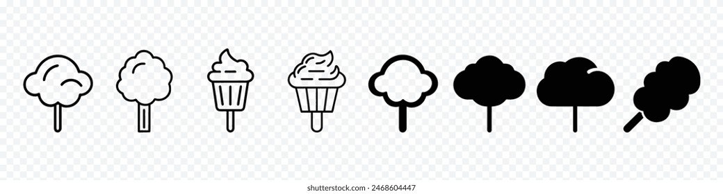 Cotton Candy icon, candy floss linear icon. Cotton candy in different style vector set, Cotton candy doodle illustration. Sugar puffed children dessert, Cotton chocholate Icon.