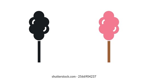 Cotton Candy icon set in black and colored