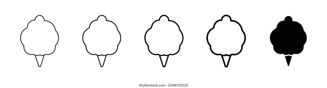 Zuckerwatte Symbol Einfache dünne Linie Logo-Set