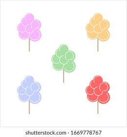 Cotton Candy Icon, Spun Sugar Confection Sweet Candy Vector Art Illustration