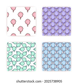 Cotton candy icon vector seamless pattern. Sweet dessert cloud food. Funny isolated clipart drawing. Carnival party baby and kids snack. Cute illustration.